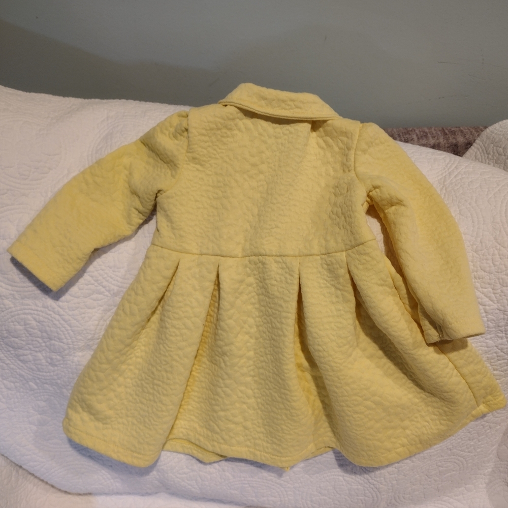 Little Lass 18 Month Yellow Pea Coat Toddler Girl Gold Buttons Pleated - Picture 5 of 6
